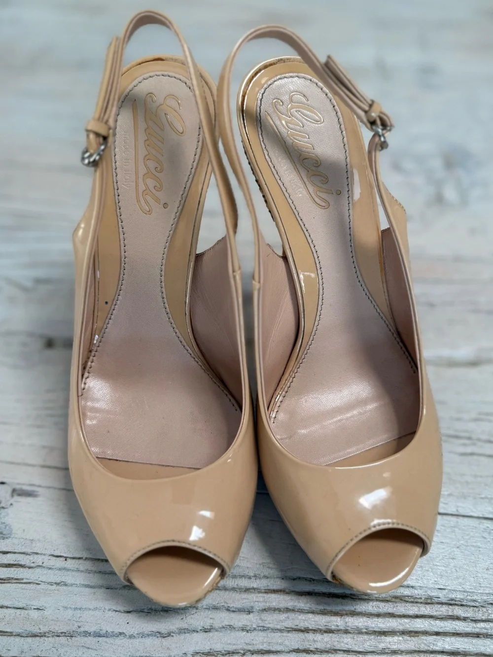 Gucci Peep Toe Platform Heels sling back size 35.5